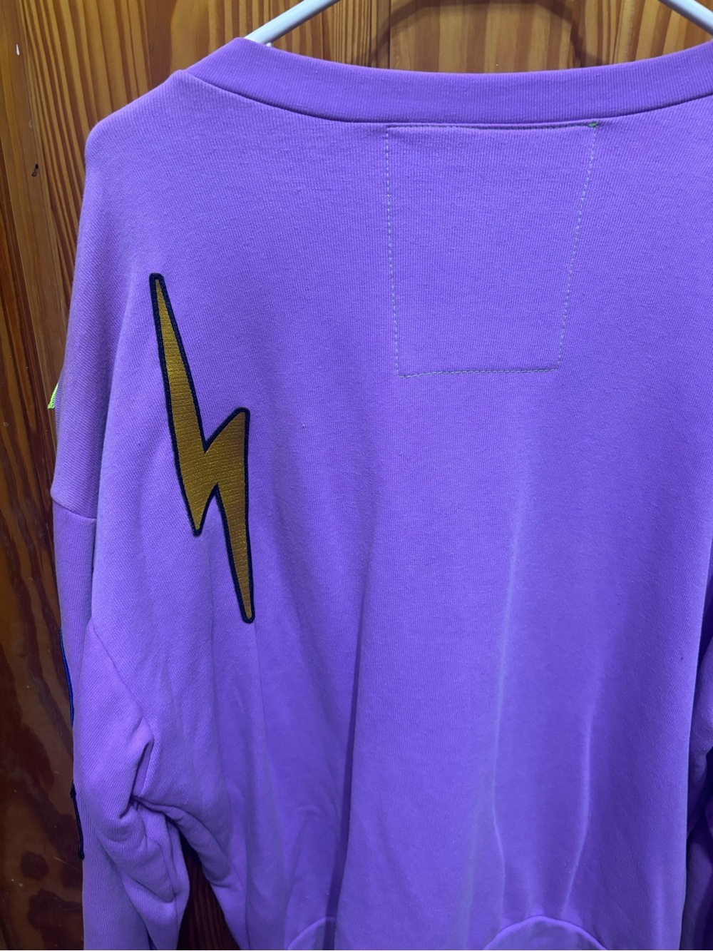 Aviator Nation Lavender Scoop Neck Sweatshirt with Multicolor Patches - Picture 6 of 8